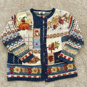 Vintage Modern Woman‎ 26/28 Fall mushroom floral embroidered cottagecore sweater